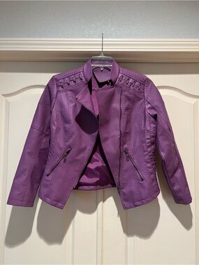 Purple Faux Leather Moto Jacket